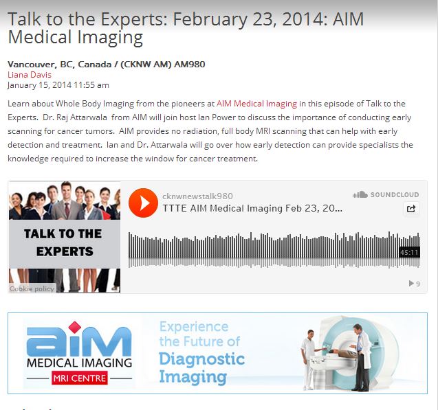 AIM Medical Imaging on CKNW's Talk to the Experts